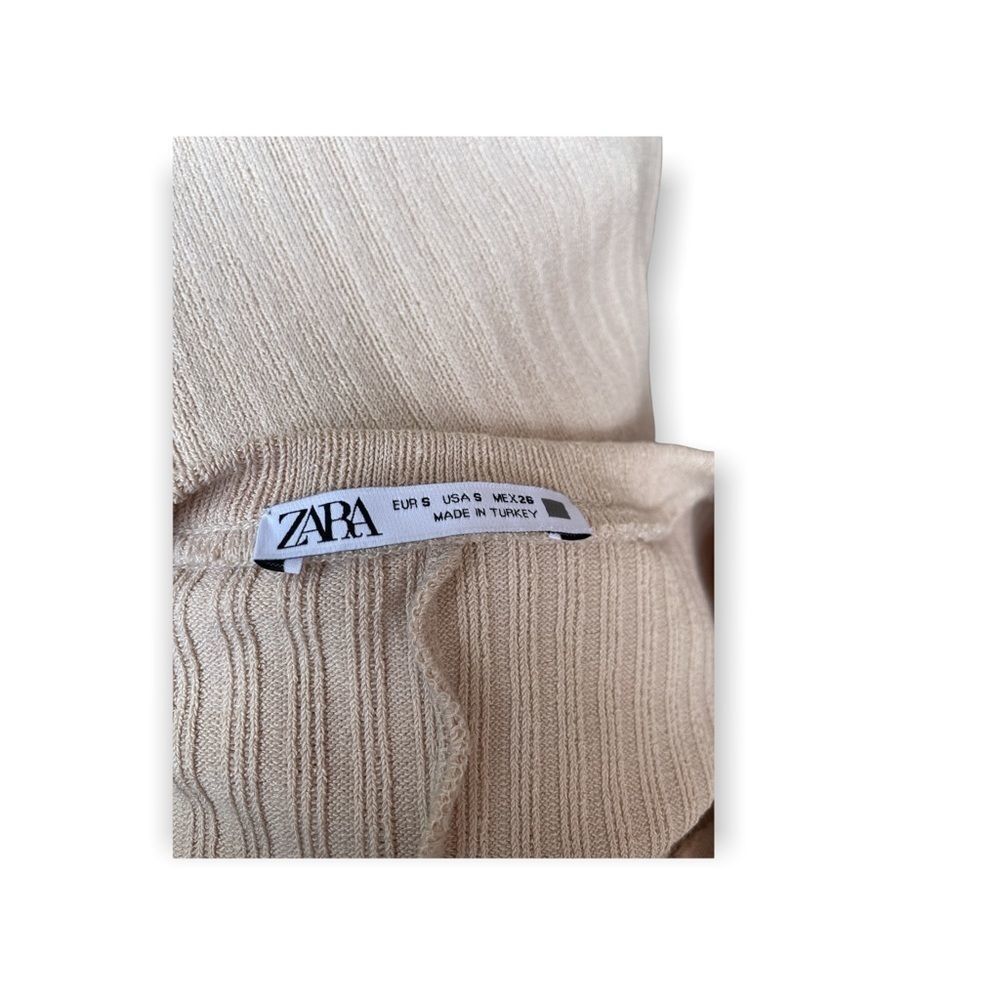NWOT Zara tan top with white crepe like bottom dress size S - Picture 6 of 6